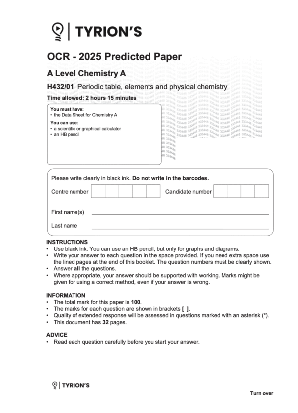 OCR A Level Chemistry A 2025 Predicted Papers H432 - Image 2