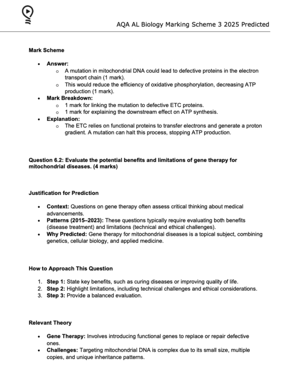 AQA A Level Biology 2025 Predicted papers