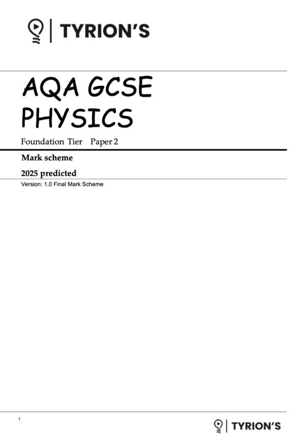 AQA GCSE Physics Foundation 2025 Predicted Papers 8463