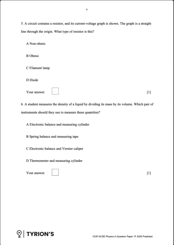OCR GCSE Physics A Foundation 2025 Predicted Papers J249