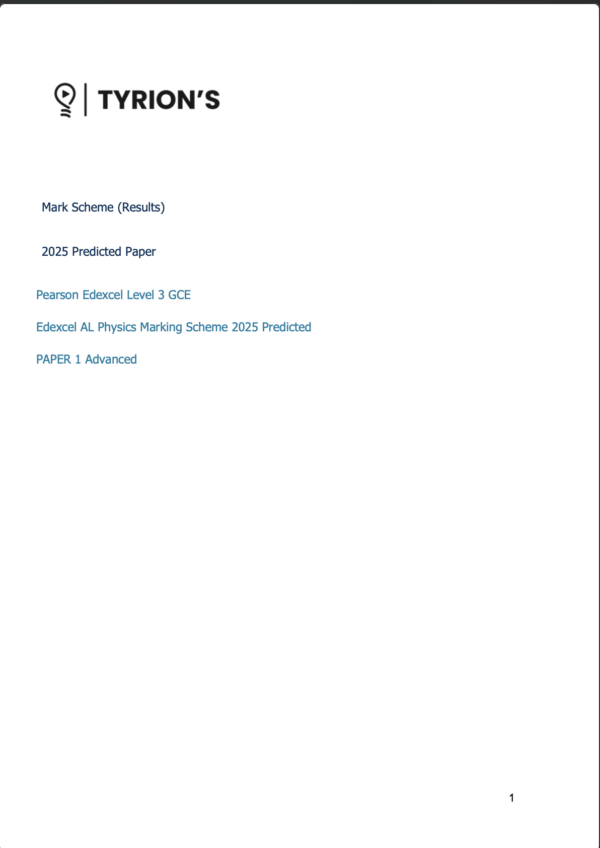 Edexcel A Level Physics 2025 Predicted Papers 9PH0