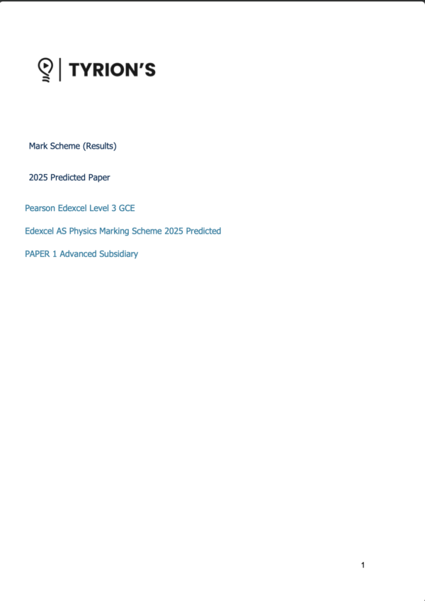 Edexcel AS Level Physics 2025 Predicted Papers 8PH0