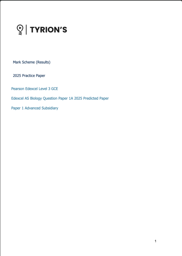 Edexcel AS Level Biology A 2025 Predicted Papers 8BN0