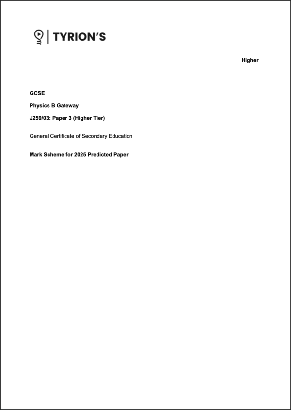 OCR GCSE Physics B Higher 2025 Predicted Papers J259