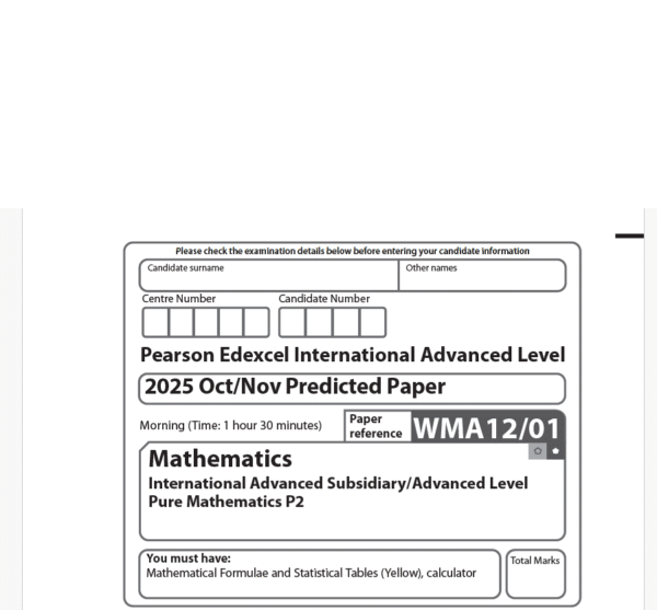 Edexcel International A Level/AS level Mathematics Oct/Nov 2025 Predicted Papers & schemes - Image 7