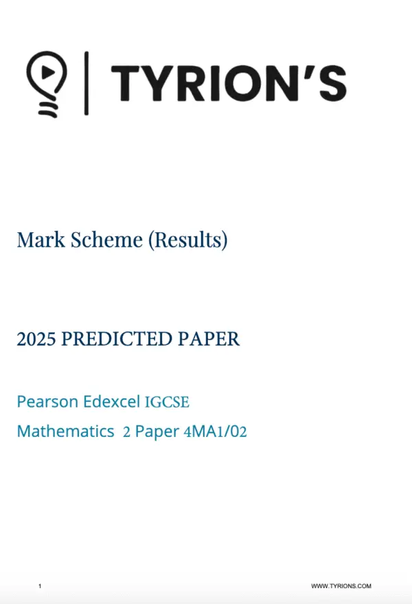 Edexcel IGCSE Mathematics 2025 Predicted Papers 4MA