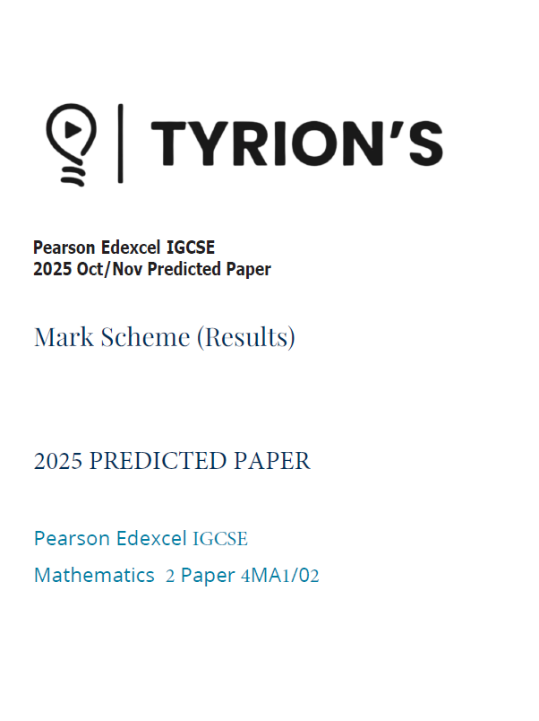 Edexcel International GCSE (IGCSE) Mathematics A Higher 2025 Oct/Nov Predicted Papers - Image 2